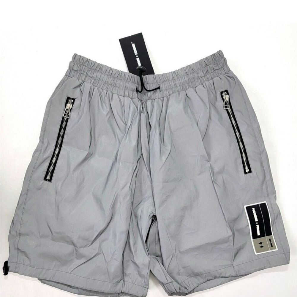 Gray Athletic Shorts with Reflective Fabric